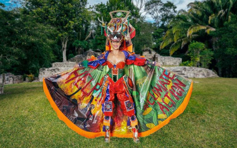 Miss Universe Belize 2024 National Costume Maya Deer Dance