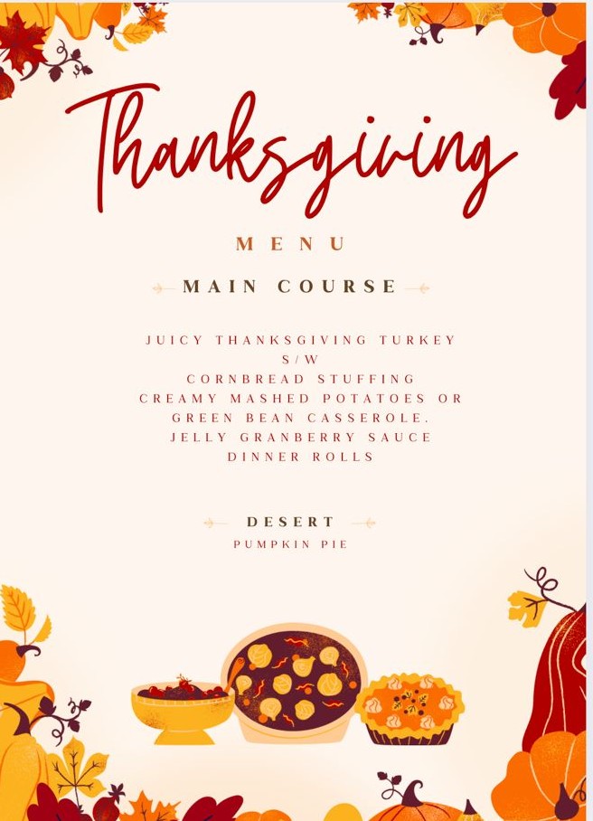 thanksgiving menu