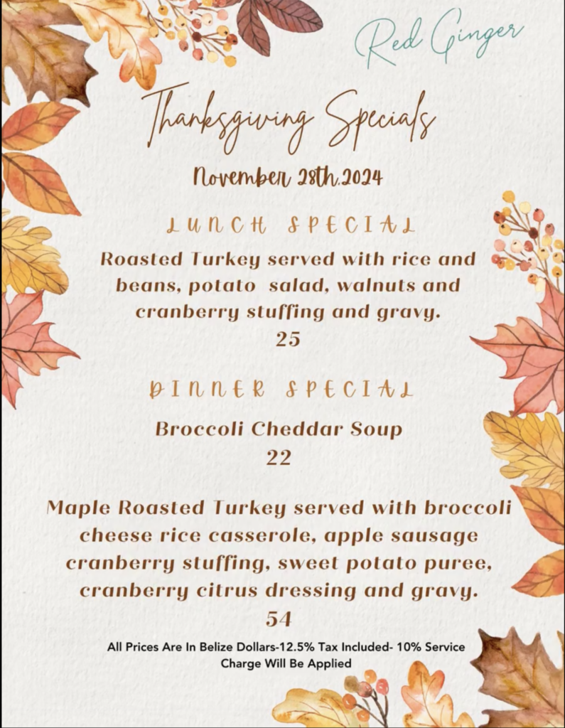 thanksgiving menu