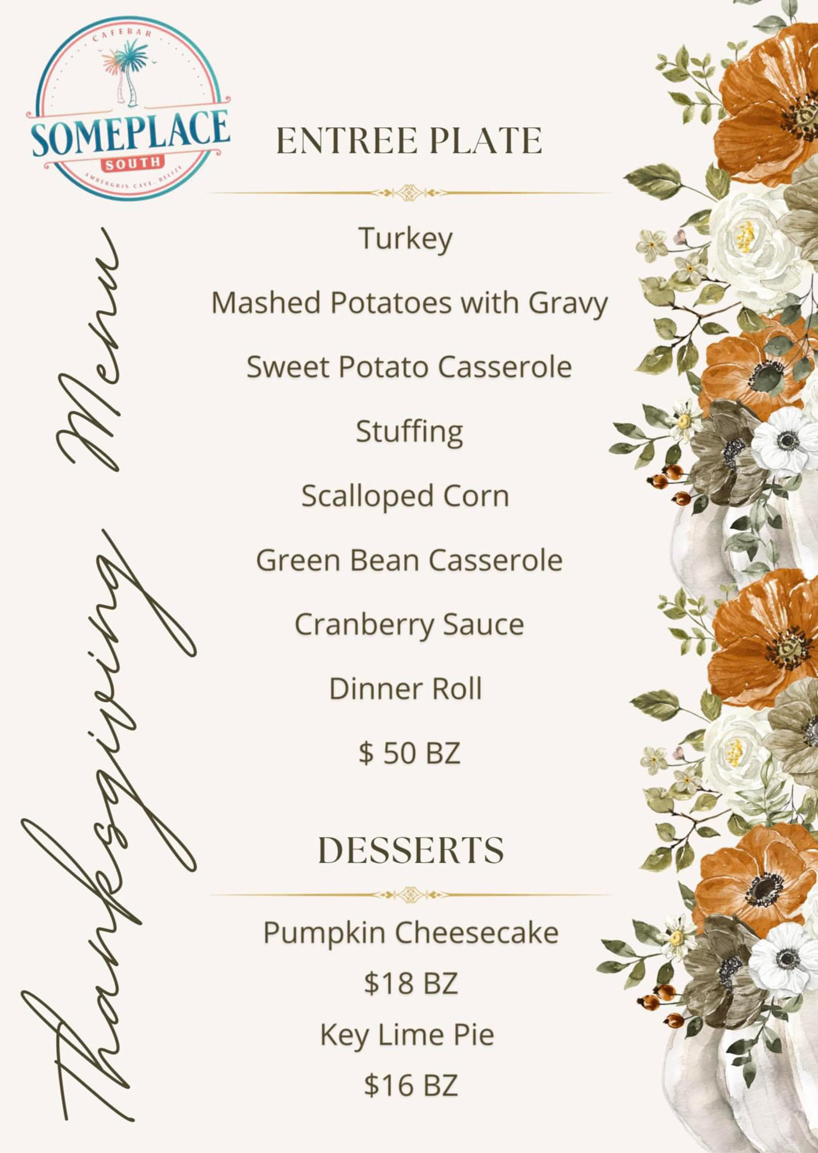 thanksgiving menu