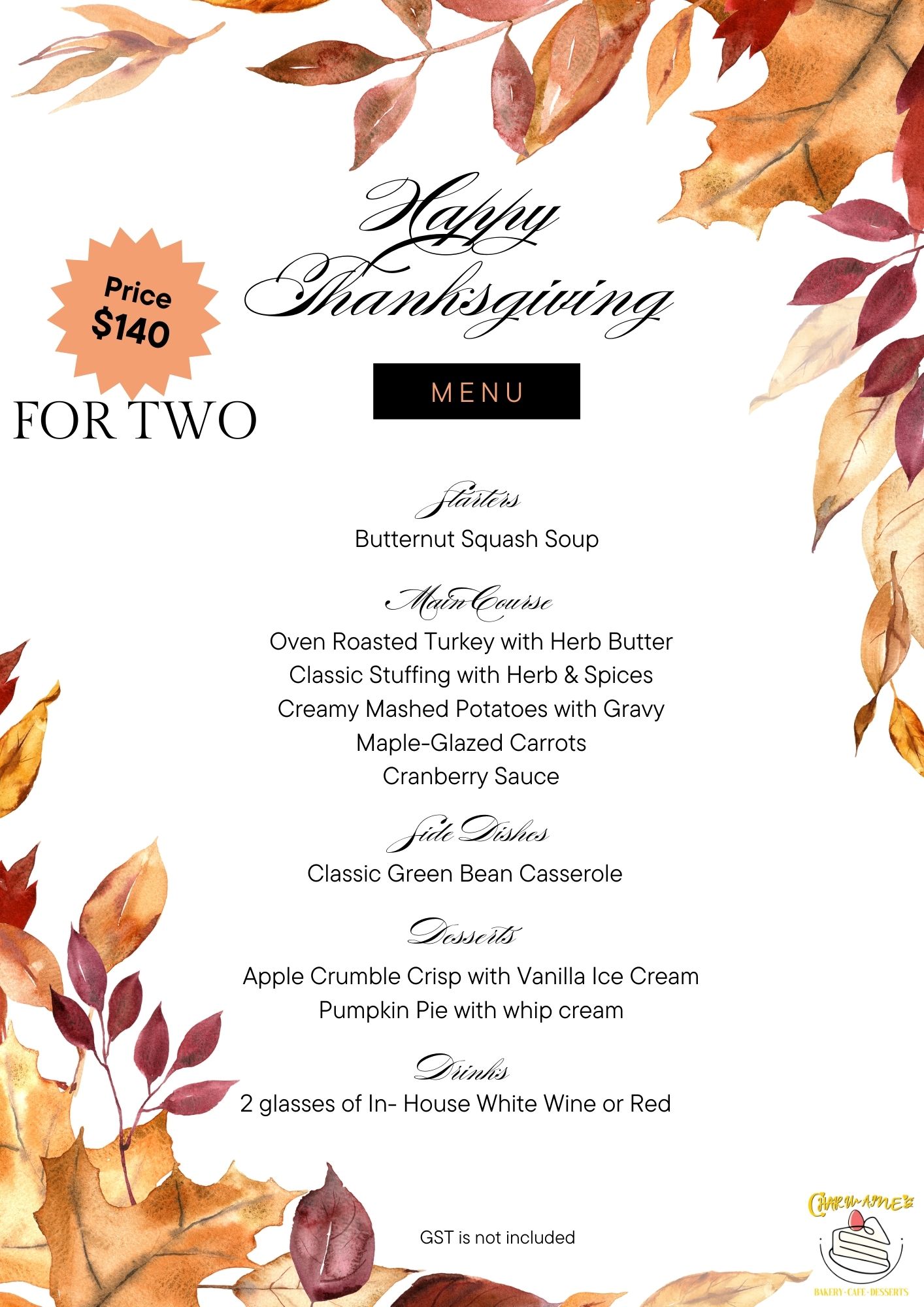 thanksgiving menu