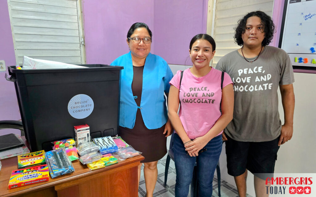 belize chocolate company donates art supplies to san pedro schools