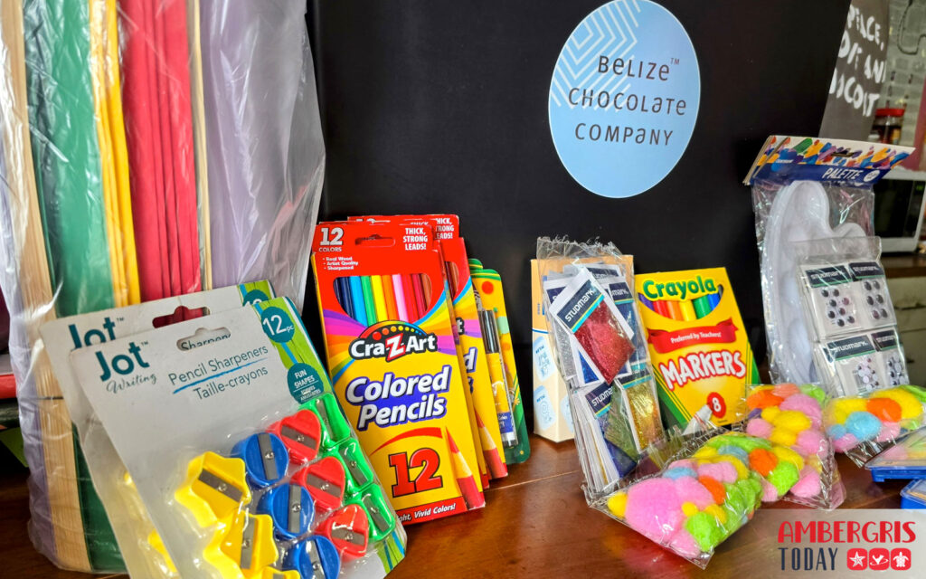 belize chocolate company donates art supplies to san pedro schools