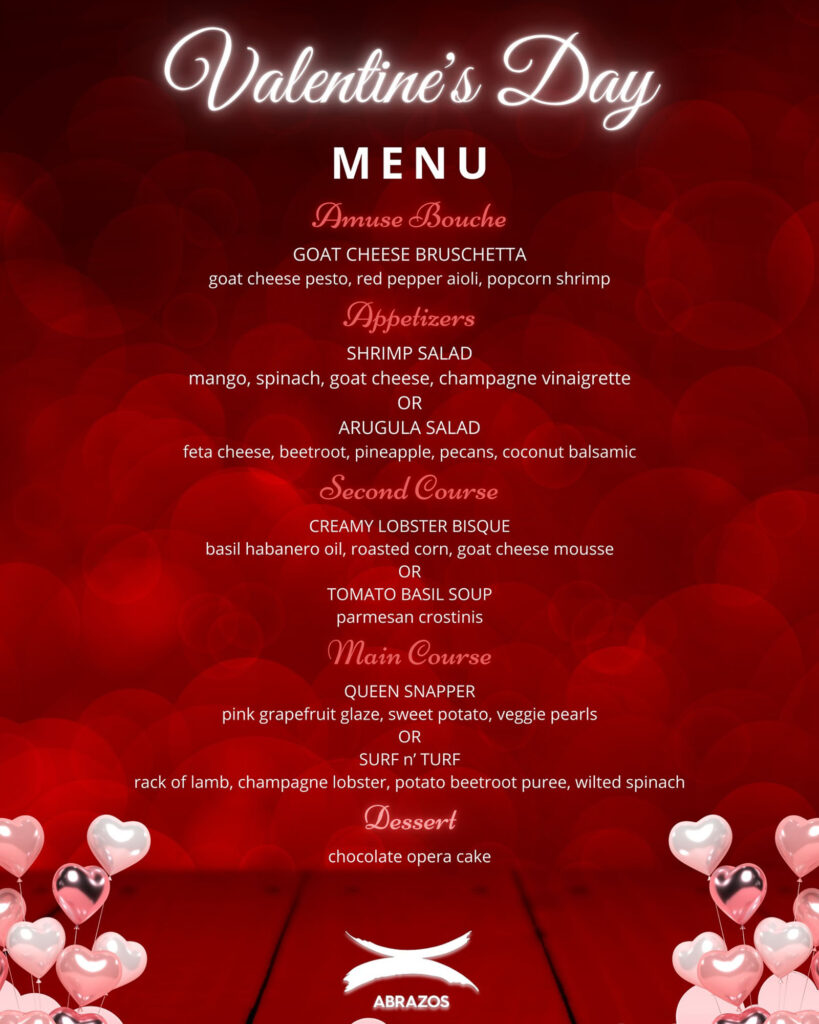 Valentine's Day Menu 2025 San Pedro Belize