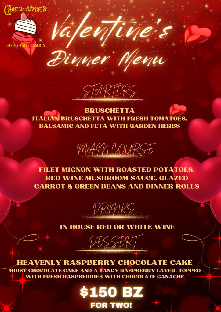 Valentine's Day Menu 2025 San Pedro Belize