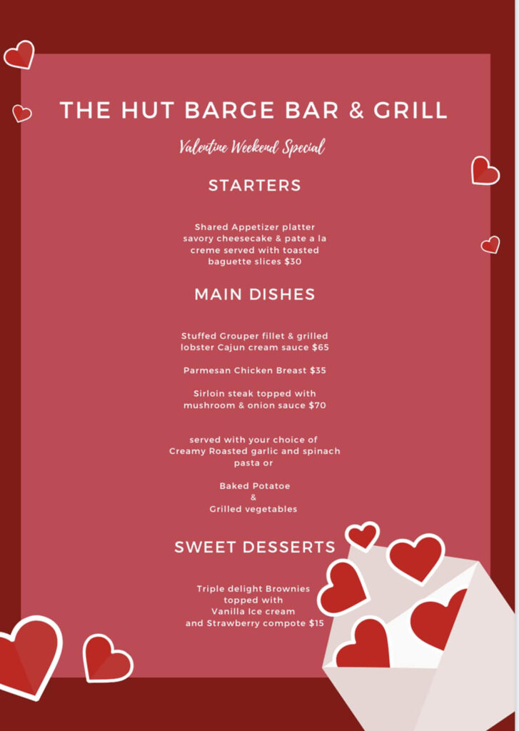 Valentine's Day Menu 2025 San Pedro Belize